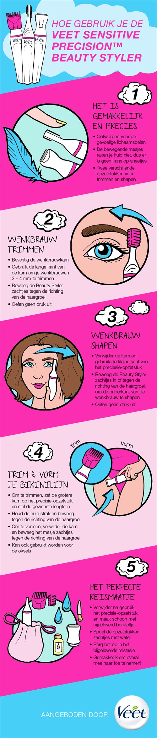 op gang brengen na school Ochtend Hoe gebruik je de Veet Sensitive Precision Beauty Styler?